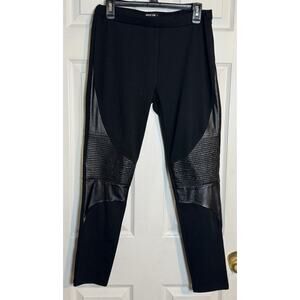 Nasty Gal Women’s Black Leggings With Pleather Accents, Size Large